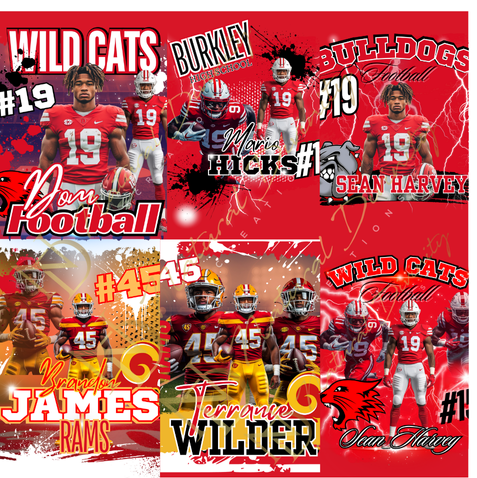 7 Red Digital Football Design