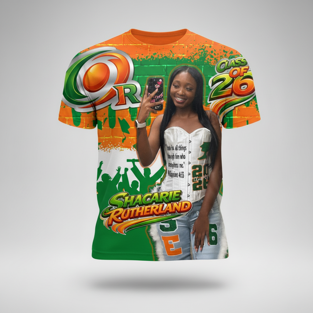Orange & Green Brick Graduation Shirt