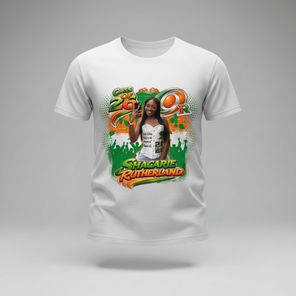 Orange & Green Brick Graduation Shirt