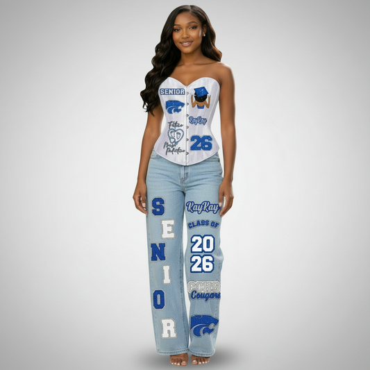 Custom Senior Corset & Denim Set – Glitter Graduation Outfit Class of 2026