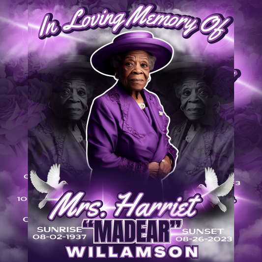 Single Editable Memorial Design (Purple)