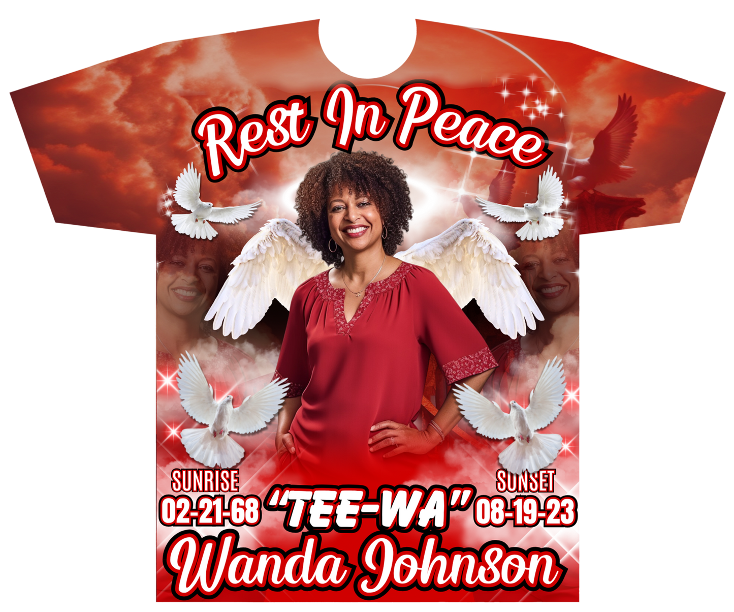 Red and White 3D Memorial Shirt